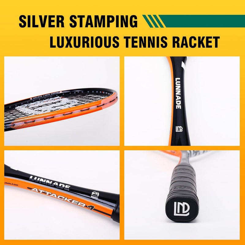 LUNNADE Carbon Squash Racket, Lightweight Tear Drop Squash Racquet with Ball Overgrip Damper and Bag - Image 2